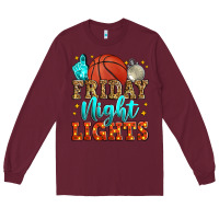 Burgundy friday night lights basketball Long Sleeve Tee - Zillion Design Studio