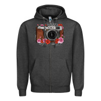 Charcoal Heather rose grey leopard vintage camera Zipper Hoodie - FaDigitalArtStudio