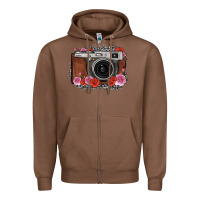 Chestnut rose grey leopard vintage camera Zipper Hoodie - FaDigitalArtStudio