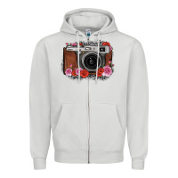 Dove Grey rose grey leopard vintage camera Zipper Hoodie - FaDigitalArtStudio