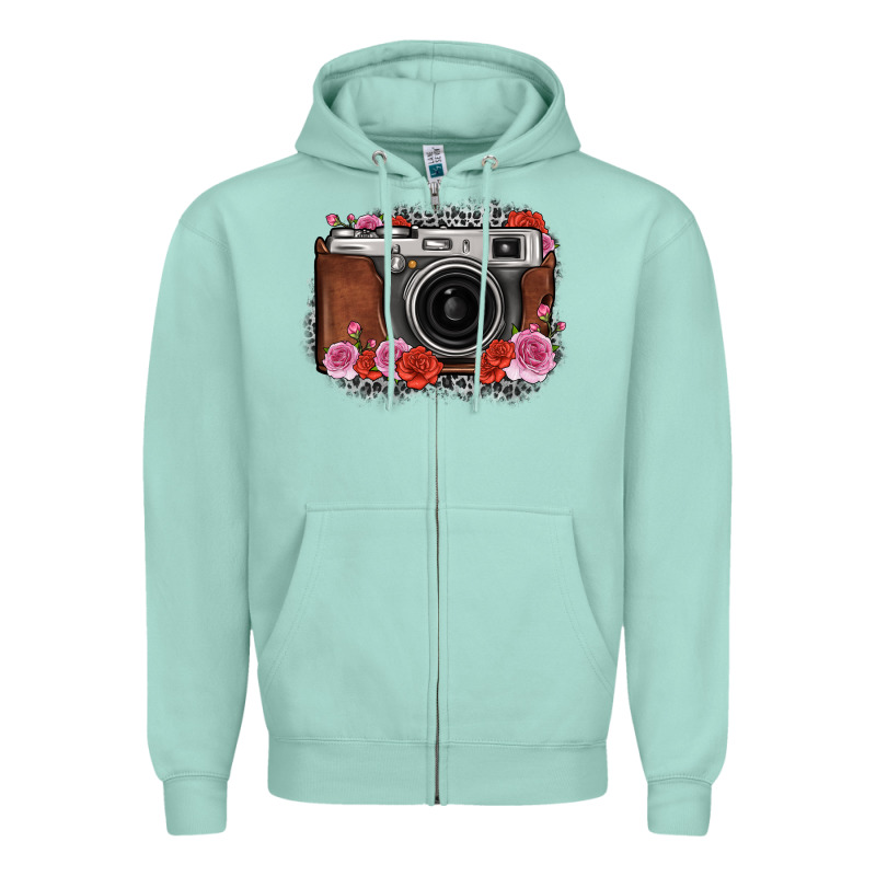 Rose Grey Leopard Vintage Camera Zipper Hoodie by FaDigitalArtStudio | Teevron