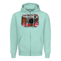Seafoam rose grey leopard vintage camera Zipper Hoodie - FaDigitalArtStudio