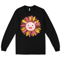 Black pig sunflower Long Sleeve Tee - RanaPortraitStore