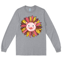 Heather Grey pig sunflower Long Sleeve Tee - RanaPortraitStore