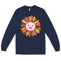 Navy pig sunflower Long Sleeve Tee - RanaPortraitStore