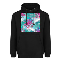 Black ocean waves octopus seamless pattern Heavyweight Hoodie - BundleAndBundleShop