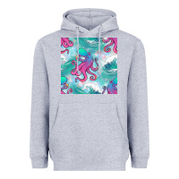 Heather Grey ocean waves octopus seamless pattern Heavyweight Hoodie - BundleAndBundleShop