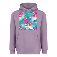 Lavender ocean waves octopus seamless pattern Heavyweight Hoodie - BundleAndBundleShop