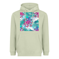 Matcha ocean waves octopus seamless pattern Heavyweight Hoodie - BundleAndBundleShop