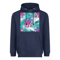 Navy ocean waves octopus seamless pattern Heavyweight Hoodie - BundleAndBundleShop