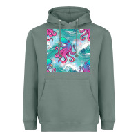 Sage ocean waves octopus seamless pattern Heavyweight Hoodie - BundleAndBundleShop