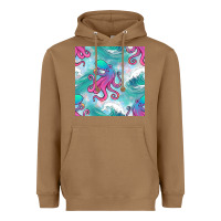 Toasted Coconut ocean waves octopus seamless pattern Heavyweight Hoodie - BundleAndBundleShop