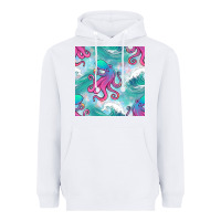 White ocean waves octopus seamless pattern Heavyweight Hoodie - BundleAndBundleShop