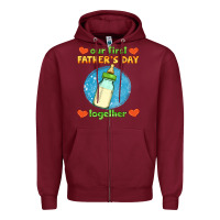 Burgundy our first father's day together and baby bottle Zipper Hoodie - HRA Design Shop