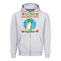 Heather Grey our first father's day together and baby bottle Zipper Hoodie - HRA Design Shop