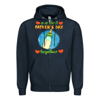 Navy our first father's day together and baby bottle Zipper Hoodie - HRA Design Shop