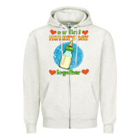 Oatmeal Heather our first father's day together and baby bottle Zipper Hoodie - HRA Design Shop
