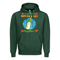 Sports Green our first father's day together and baby bottle Zipper Hoodie - HRA Design Shop