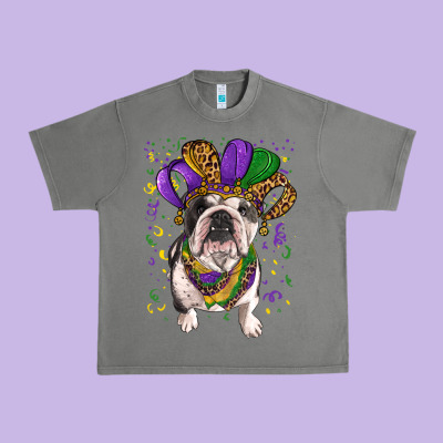 Urban Heavy Tee Mardi gras hat  english bulldog