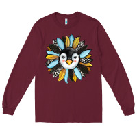 Burgundy penguin sunflower Long Sleeve Tee - RanaPortraitStore