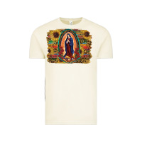 Sunflower Lady Of Guadalupe Distressed Background Vintage Tee | Teevron