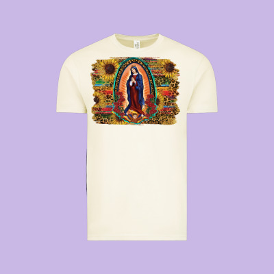 Vintage Tee Sunflower Lady Of Guadalupe Distressed Background