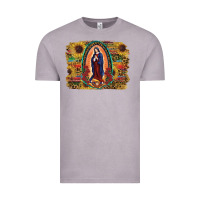 Vintage Zinc Sunflower Lady Of Guadalupe Distressed Background Vintage Tee - RanaPortraitStore