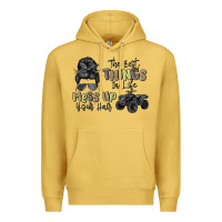Antique Gold the best things in life mess up your hair Premium Hoodie - MaliasSmallBusiness