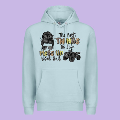 The Best Things In Life Mess Up Your Hair Premium Hoodie Designed By Maliassmallbusiness