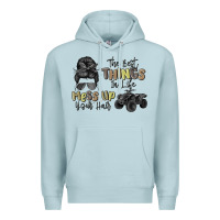 Blue Mist the best things in life mess up your hair Premium Hoodie - MaliasSmallBusiness