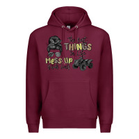 Burgundy the best things in life mess up your hair Premium Hoodie - MaliasSmallBusiness