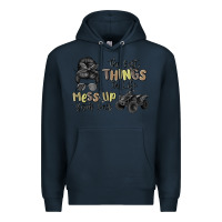 Navy the best things in life mess up your hair Premium Hoodie - MaliasSmallBusiness