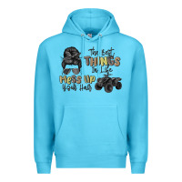Ocean Blue the best things in life mess up your hair Premium Hoodie - MaliasSmallBusiness