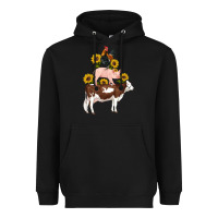 Black western farm life cow pig rooster with sunflowers Heavyweight Hoodie - Artiststas