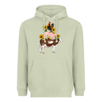 Matcha western farm life cow pig rooster with sunflowers Heavyweight Hoodie - Artiststas