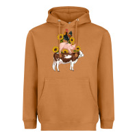 Meerkat western farm life cow pig rooster with sunflowers Heavyweight Hoodie - Artiststas