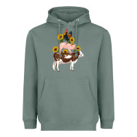 Sage western farm life cow pig rooster with sunflowers Heavyweight Hoodie - Artiststas