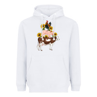 White western farm life cow pig rooster with sunflowers Heavyweight Hoodie - Artiststas