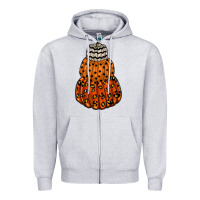 Heather Grey pumpkin halloween Zipper Hoodie - RacoonDesign