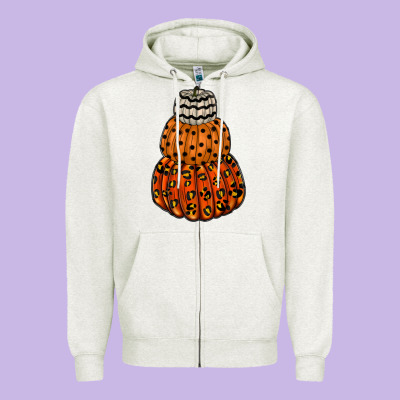 Pumpkin Halloween Zipper Hoodie Designed By Racoondesign