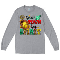 Heather Grey small town big spirit softball Long Sleeve Tee - Zillion Design Studio
