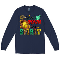 Navy small town big spirit softball Long Sleeve Tee - Zillion Design Studio