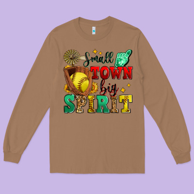 Small Town Big Spirit Softball Long Sleeve Tee Designed By Zillion Design Studio