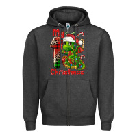 Charcoal Heather my first christmas dragon Zipper Hoodie - FaDigitalArtStudio
