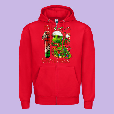 My First Christmas Dragon Zipper Hoodie Designed By Fadigitalartstudio