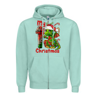 Seafoam my first christmas dragon Zipper Hoodie - FaDigitalArtStudio