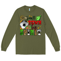Army Green small town big spirit soccer Long Sleeve Tee - Zillion Design Studio
