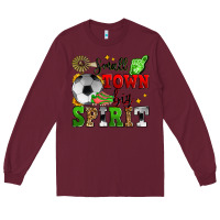 Burgundy small town big spirit soccer Long Sleeve Tee - Zillion Design Studio
