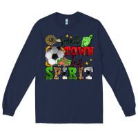 Navy small town big spirit soccer Long Sleeve Tee - Zillion Design Studio