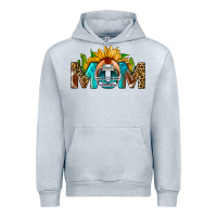 Heather Grey Football Mom Sunflower Leopard Urban Hoodie - BundleAndBundleShop